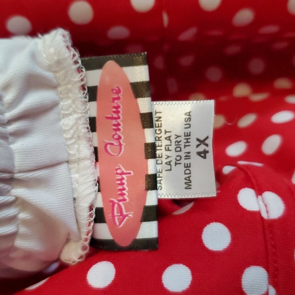 NWOT Pinup Couture Bettie Red And White Polka Dot Swimsuit With Skirt - Picture 4 of 7